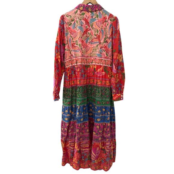 Farm Rio Mixed Boarder Print Button Front Maxi Dress Multicolor Size Large - Picture 12 of 12